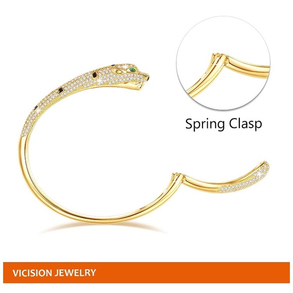 Panther Cuff Bangle Bracelet Cubic Zirconia - Picture 4 of 8